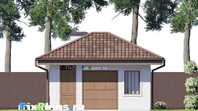 Проект гаража из газобетона 6 на 7, площадью 30 м² — фасад 3
