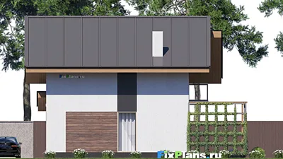 Проект дома с мансардой 11 на 13, площадью 160 м² с террасой, балконом и 3 спальнями — фасад 6
