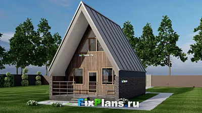 Проект дома с мансардой 7 на 10, площадью 70 м² с 2 спальнями — фасад 2