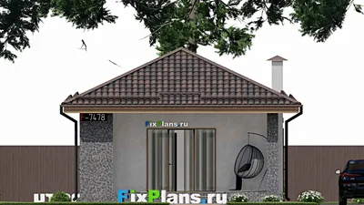 Проект бани 8 на 11, площадью 60 м² с терассой, санузлом и спальней — фасад 3