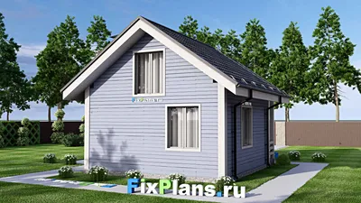 Проект бани 7 на 9, площадью 80 м² с комнатой отдыха, мансардой и санузлом — фасад 2