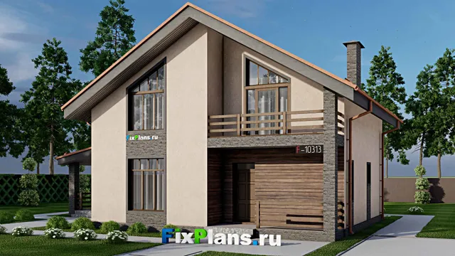 Проект дома с мансардой 12 на 17, площадью 220 м² с 5 спальнями