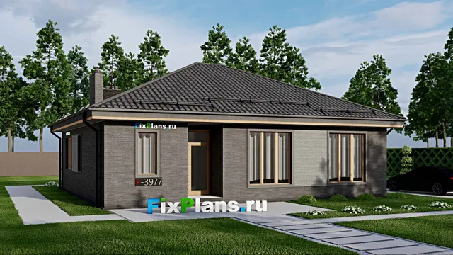 Проект одноэтажного дома 12 на 13, площадью 130 м² с 4 спальнями