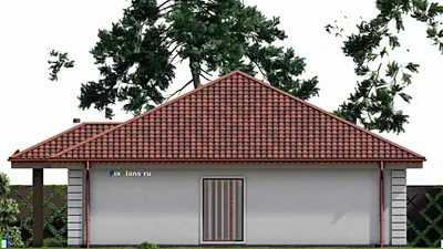 Проект одноэтажного дома 14 на 15, площадью 150 м² с террасой и 3 спальнями (F-9746) — фасад 5