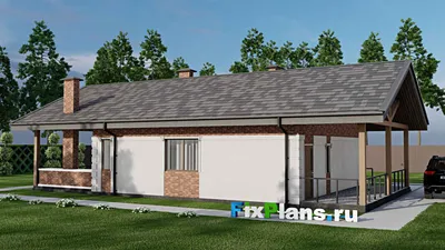 Проект бани 9 на 17, площадью 140 м² с терассой и санузлом — фасад 2