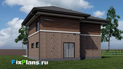Проект двухэтажного дома 14 на 14, площадью 220 м² с 4 спальнями — фасад 2