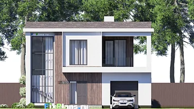 Проект двухэтажного дома 12 на 17, площадью 240 м² с террасой, балконом и 3 спальнями — фасад 3
