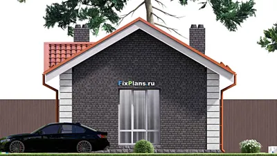 Проект бани 7 на 13, площадью 60 м² с комнатой отдыха, санузлом и спальней — фасад 5