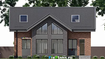 Проект дома с мансардой 12 на 13, площадью 200 м² с 6 спальнями — фасад 3