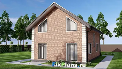 Проект дома с мансардой 9 на 14, площадью 180 м² с балконом и 4 спальнями — фасад 2