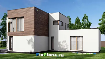 Проект двухэтажного дома 17 на 24, площадью 330 м² с террасой, гаражом на 2 машины и 4 спальнями — фасад 2