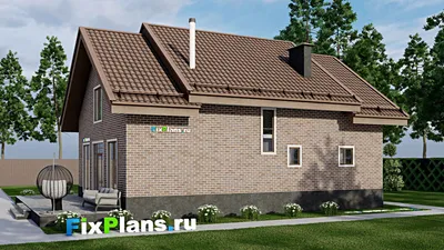 Проект дома с мансардой 11 на 16, площадью 260 м² с террасой и 2 спальнями — фасад 2