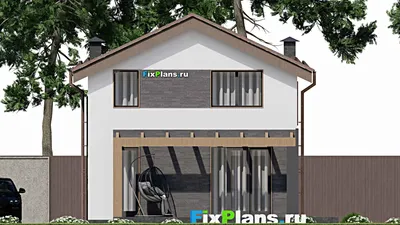 Проект дома с мансардой 9 на 13, площадью 130 м² с террасой, балконом и 3 спальнями — фасад 6