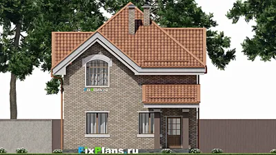 Проект дома с мансардой 9 на 16, площадью 170 м² с 2 спальнями — фасад 6