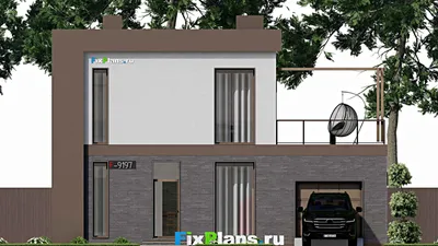 Проект двухэтажного дома 11 на 12, площадью 180 м² с балконом, гаражом на 1 машину и 3 спальнями — фасад 3