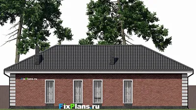 Проект одноэтажного дома 9 на 17, площадью 120 м² с террасой и 2 спальнями — фасад 4