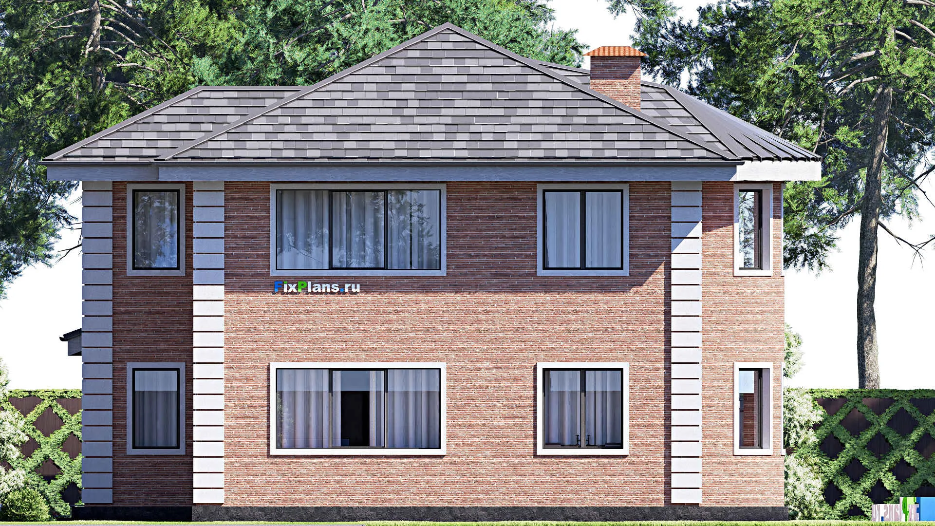 F-18143 - Проект двухэтажного дома 13 на 14, площадью 190 м² с балконом и 5 спальнями