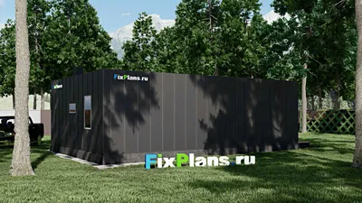 Проект бани 8 на 12, площадью 80 м² с терассой, санузлом и спальней — фасад 2