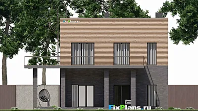 Проект двухэтажного дома 10 на 10, площадью 240 м² с террасой и 4 спальнями — фасад 6