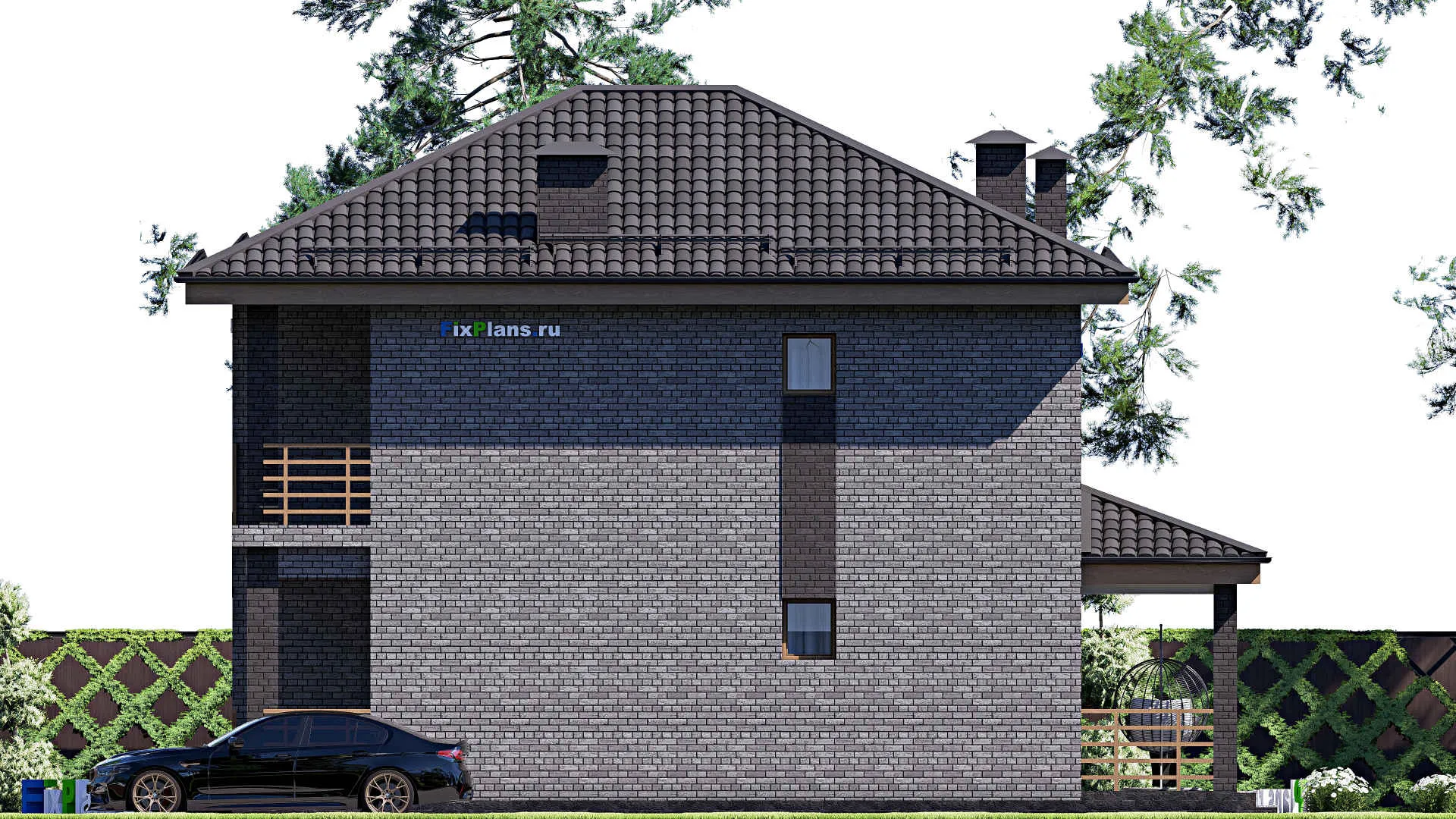 F-17018 - Проект двухэтажного дома 9 на 13, площадью 150 м² с террасой, балконом и 3 спальнями