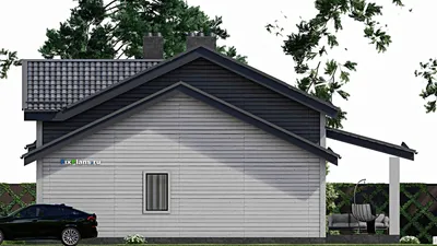 Проект дома с мансардой 12 на 13, площадью 190 м² с 5 спальнями — фасад 5