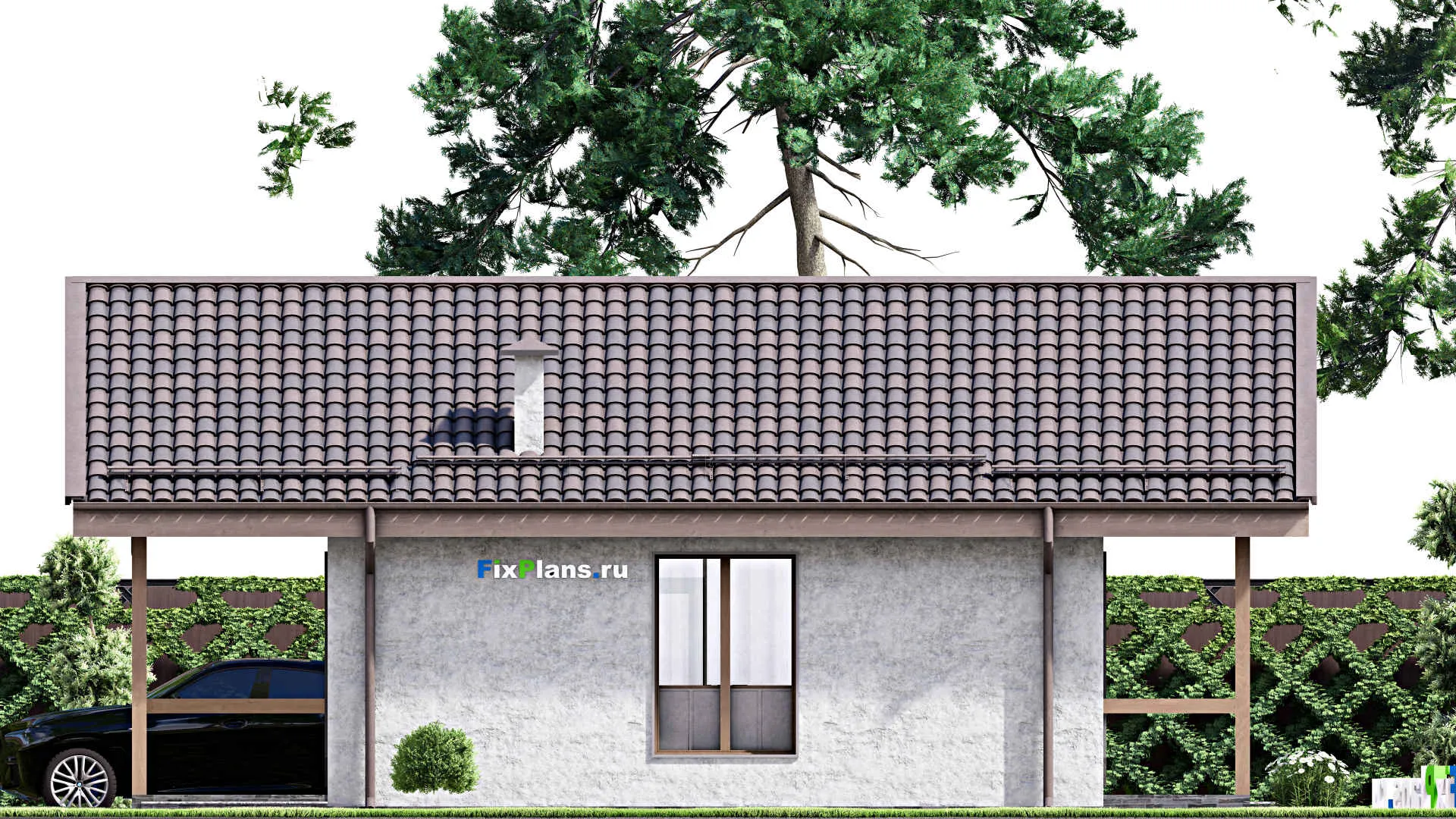 F-12653 - Проект одноэтажного дома 9 на 12, площадью 90 м² с террасой и 2 спальнями