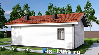 Проект бани 8 на 11, площадью 60 м² с комнатой отдыха и санузлом — фасад 2