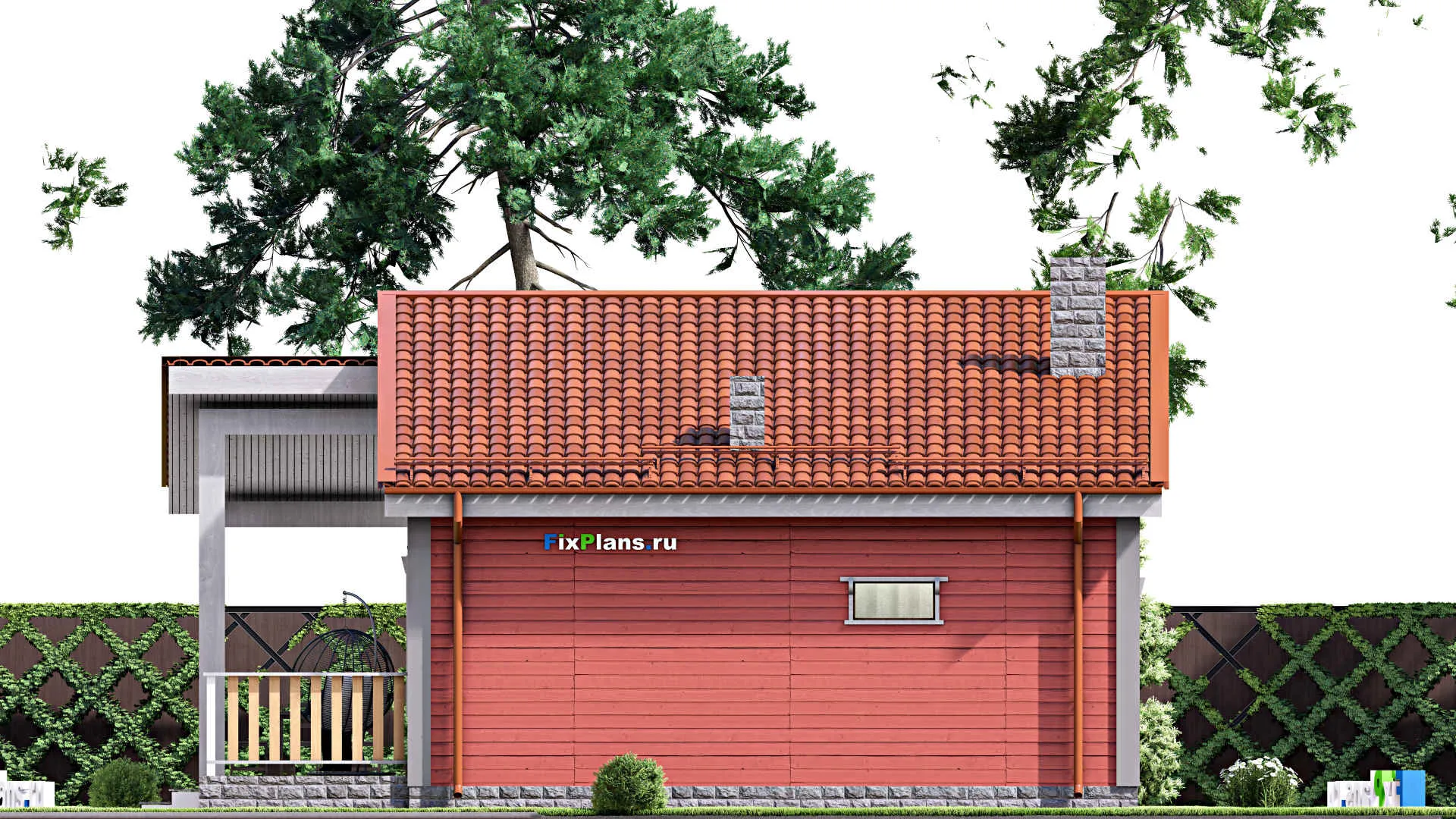 F-15704 - Проект бани 10 на 11, площадью 90 м² с комнатой отдыха, терассой и санузлом