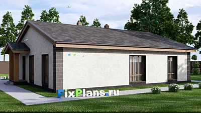 Проект одноэтажного дома 13 на 16, площадью 160 м² с 4 спальнями — фасад 2