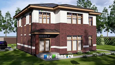Проект двухэтажного дома 13 на 18, площадью 280 м² с 2 спальнями — фасад 2