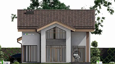 Проект дома с мансардой 11 на 14, площадью 180 м² с террасой и 5 спальнями (F-7937) — фасад 5