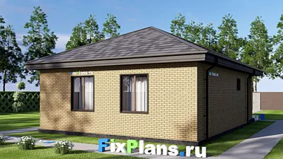 Проект одноэтажного дома 10 на 13, площадью 90 м² с 2 спальнями — фасад 2