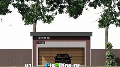 Проект гаража из газобетона 7 на 15, площадью 90 м² на 2 машиноместа (F-9431) — фасад 3