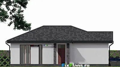 Проект одноэтажного дома 10 на 15, площадью 140 м² с террасой и 3 спальнями — фасад 3