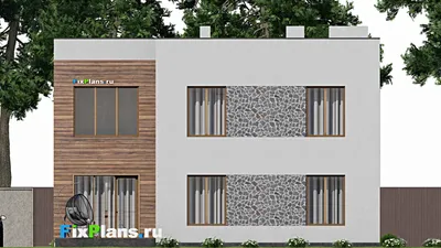 Проект двухэтажного дома 13 на 18, площадью 300 м² с террасой, балконом и 9 спальнями — фасад 6
