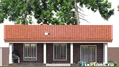 Проект одноэтажного дома 12 на 15, площадью 140 м² с террасой и 3 спальнями (F-14741) — фасад 6