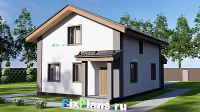 Проект дома с мансардой 9 на 13, площадью 130 м² с террасой и 4 спальнями — фасад 2