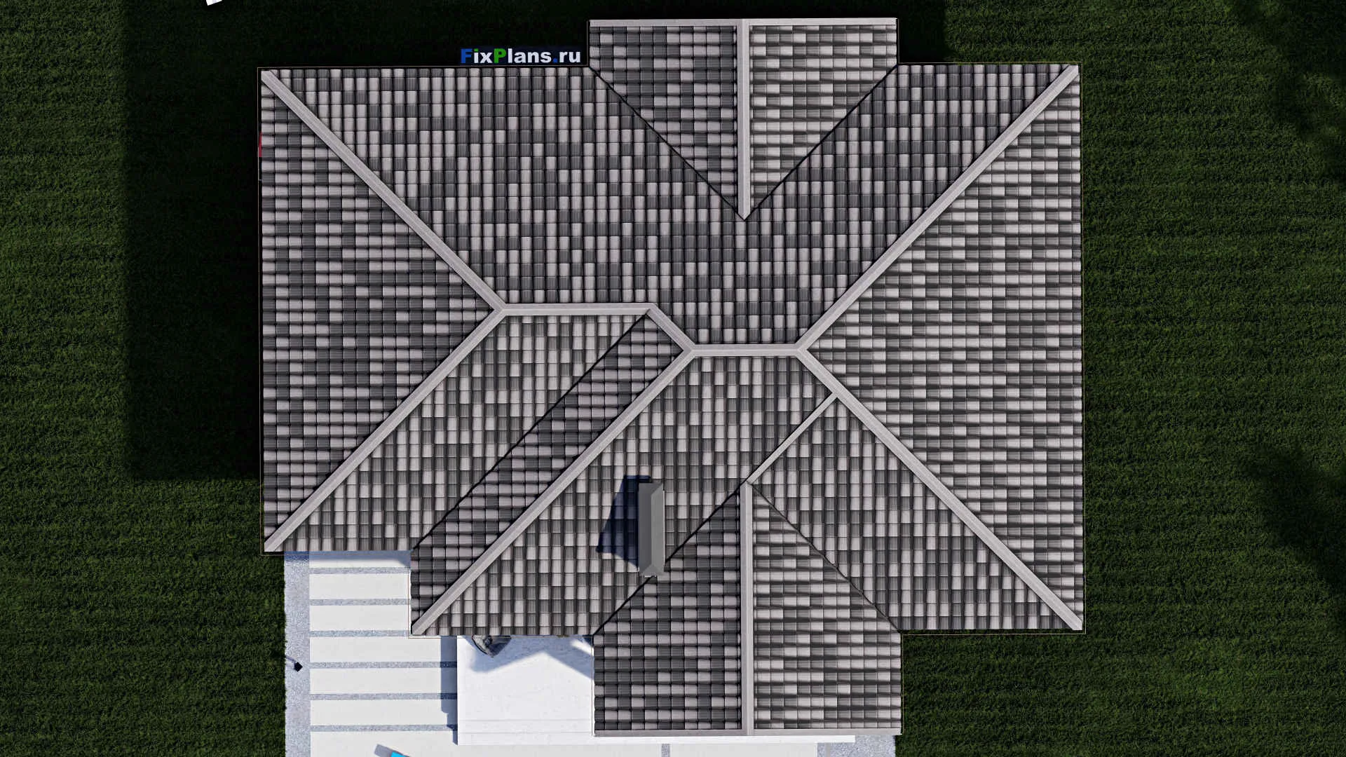 F-0467 - Проект одноэтажного дома 14 на 14, площадью 190 м² с террасой и 5 спальнями