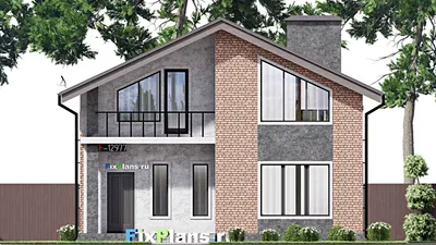 Проект дома с мансардой 10 на 17, площадью 220 м² с террасой и 5 спальнями — фасад 3