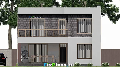 Проект двухэтажного дома 12 на 19, площадью 290 м² с террасой, балконом и 7 спальнями — фасад 6