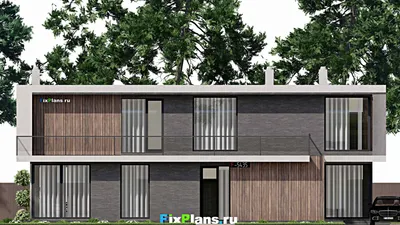 Проект двухэтажного дома 13 на 18, площадью 340 м² с балконом, спортзалом и 4 спальнями — фасад 3