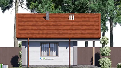 Проект бани 9 на 11, площадью 70 м² с терассой и санузлом — фасад 4