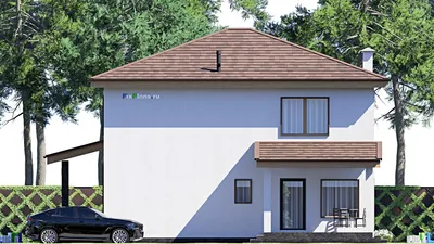 Проект двухэтажного дома 13 на 20, площадью 260 м² с террасой и 3 спальнями — фасад 5
