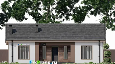 Проект одноэтажного дома 12 на 14, площадью 110 м² с террасой и 3 спальнями — фасад 3