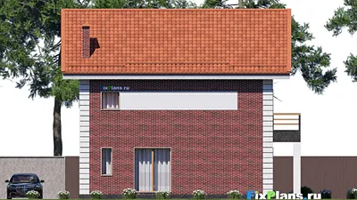 Проект дома с мансардой 11 на 12, площадью 170 м² с террасой, балконом и 3 спальнями — фасад 6