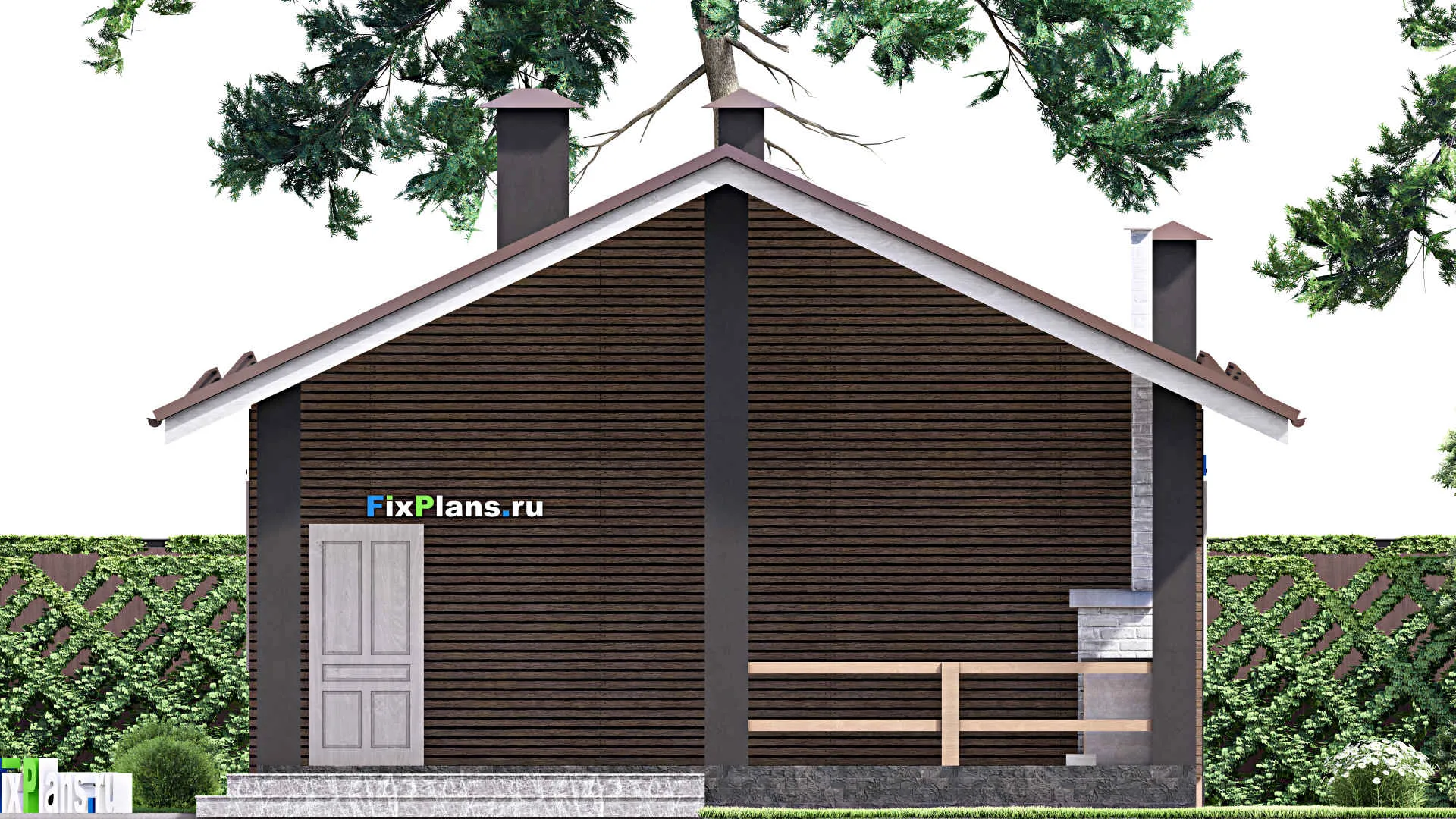 F-14975 - Проект бани 9 на 15, площадью 100 м² с комнатой отдыха, терассой и 2 санузлами