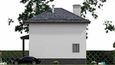 Проект двухэтажного дома 11 на 11, площадью 190 м² с террасой, цокольным этажом и 5 спальнями — фасад 5