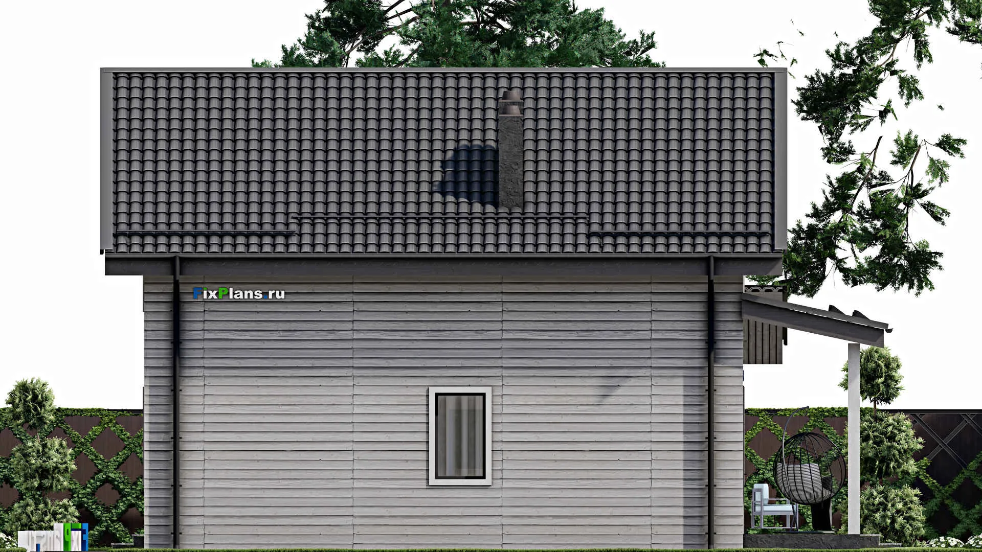 F-3068 - Проект дома с мансардой 11 на 13, площадью 170 м² с террасой, балконом, цокольным этажом, гаражом на 1 машину и 4 спальнями