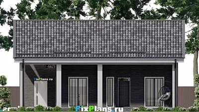 Проект дома с мансардой 11 на 14, площадью 180 м² с террасой и 3 спальнями — фасад 3