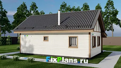 Проект одноэтажного дома 8 на 11, площадью 60 м² с 2 спальнями — фасад 2